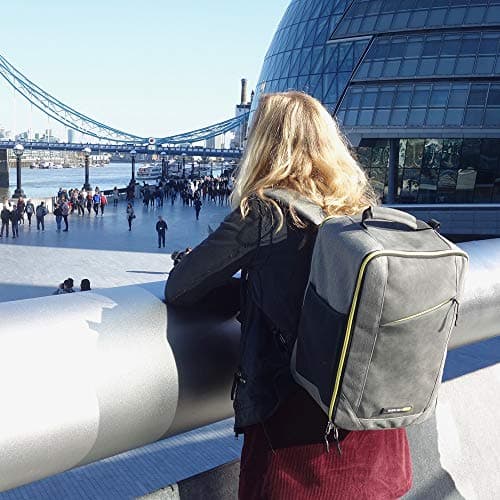 Sac à dos cabine pour voyage en avion Cabin Max pour femme au look urbain et sportif couleur gris et orange flashy