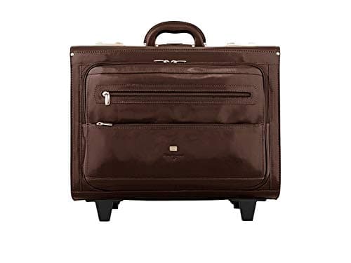 Valise pilote en cuir marron au design élégant pour ordinateur portable