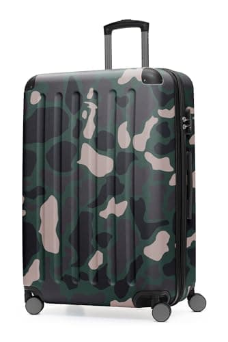 Grande valise rigide camouflage avec roulettes et poignée télescopique