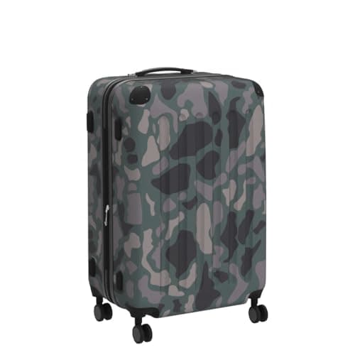 Grande valise rigide camouflage avec roulettes et poignée