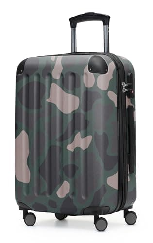Valise rigide camouflage avec roulettes et poignée télescopique