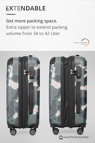 Valise cabine camouflage extensible rigide avec roulettes et poignée