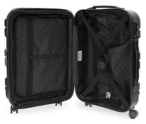 Valise cabine ABS camouflage ouverte montrant intérieur organisé