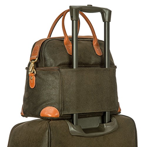 Sac mallette de toilette tote de Bric's vertive avec passant pour valise trolley en cuir et PVC