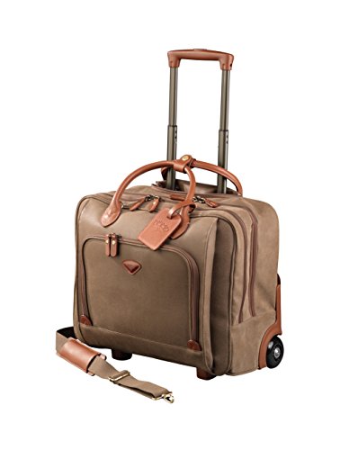 Grande valise pilote professionnelle et stylée en vert kaki et marron avec compartiment Laptop