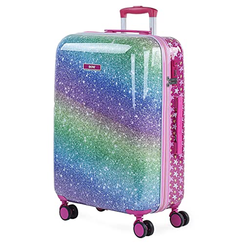 La valise cabine rigide arc-en-ciel glitter pour fille