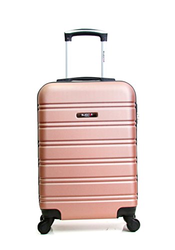 Valise cabine rigide ABS femme rose doré, 52 x 32 x 20 cm