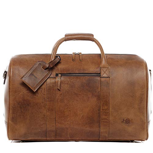 Sac de voyage en cuir marron vintage pour femme parfait comme bagage à main en avion Sid & Vain