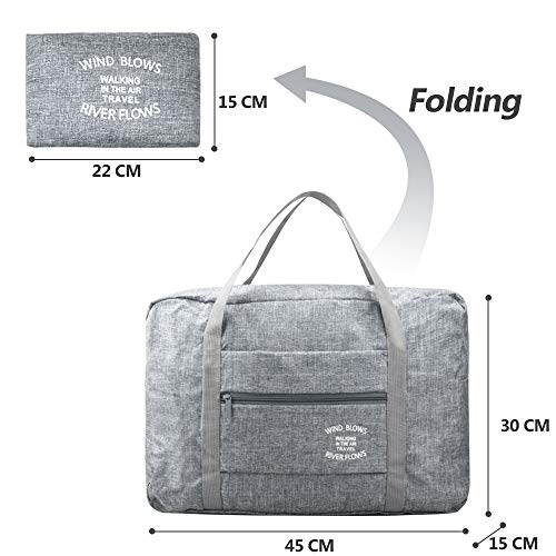 Sac de voyage pliable en toile gris pour femme, organiseur