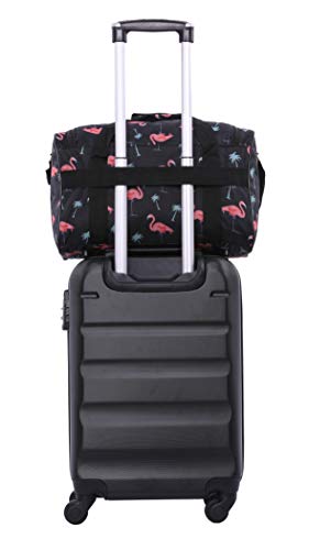 Sac de voyage fourre-tout week-end  pour femme imprimé flamands roses avec passants pour valise trolley 40 cm x 20 cm x 25 cm