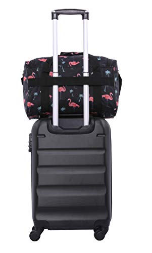 Sac de voyage fourre-tout week-end pour femme imprimé flamands roses avec passants pour valise trolley 40 cm x 20 cm x 25 cm