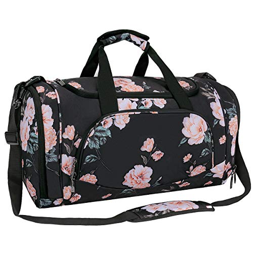 Sac de voyage week-end en polyester pour femme imprimé floral avec compartiments chaussures