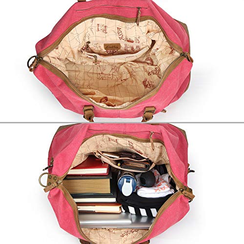 Sac de voyage en cuir et toile rose pour femme Evervanz au look tendrement vintage