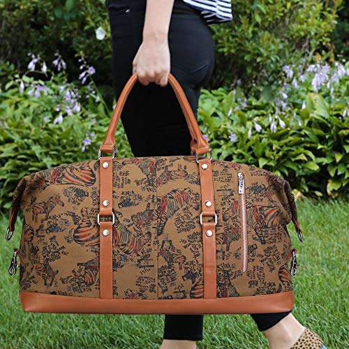 Sac de voyage en cuir et toile à motif zèbres pour femme Evervanz au look tendrement vintage