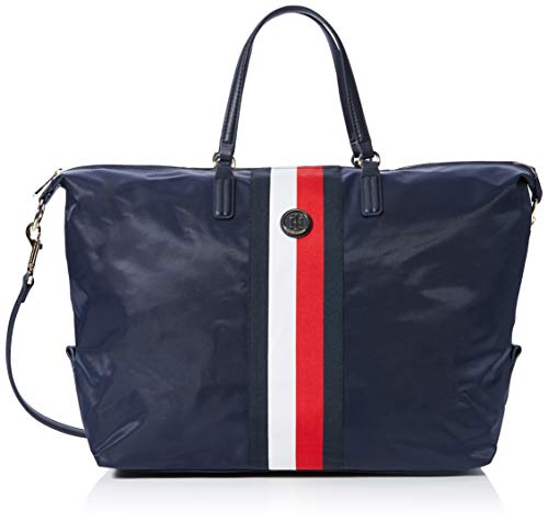 Sac bagage cabine pour femme en nylon bleu marine avec bandes Tommy Hilfiger