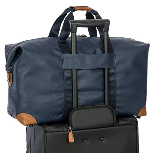 Sac de voyage fourre-tout de Bric's blau marine avec passant pour valise trolley en cuir et PVC