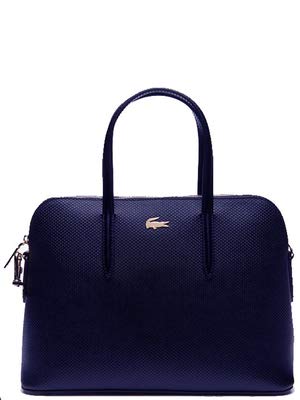 Bagage à main cabine femme au look business Lacoste en cuir bleu marine