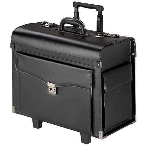 Valise pilote professionnelle avec compartiment Laptop à roulettes et verrouillable style médecinn cuir pu