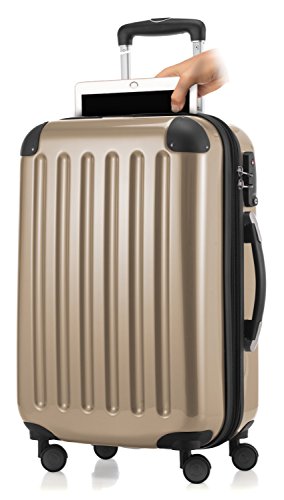 Valise cabine rigide en ABS avec compartiment ordinateur couleur gold