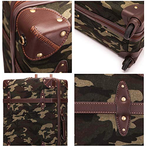 Valise camouflage Vintage avec détails simili cuir