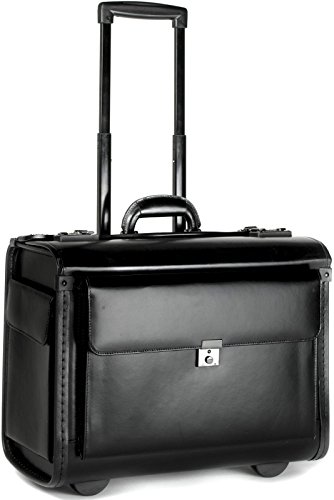 Valise pilote en cuir noir pour ordinateur