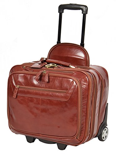 Valise pilote en cuir cognac avec tannage végétal au design élégant et vintage pour ordinateur portable