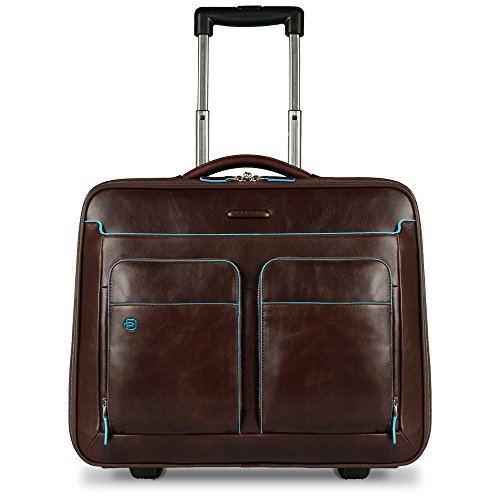 Valise pilote en cuir marron au design élégant et originale de Piquadro pour ordinateur portable