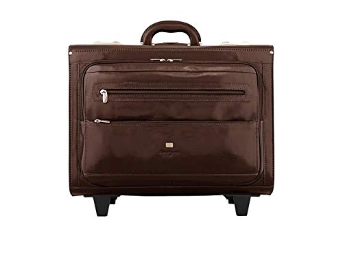 Valise pilote en cuir marron au design élégant pour ordinateur portable