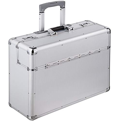 Valise pilote trolley en aluminium et plastique, 2 roues, 55x22x45 cm, verrouillable, compartiment ordinateur de 40 cm x 25 cm, poids  4,5 kg